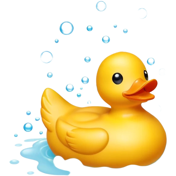 cute rubber duck toy in bath with bubbles emoji