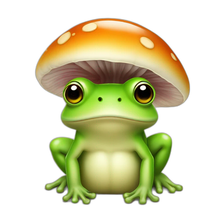 Grenouille kawaii avec un champignon sur la tête emoji