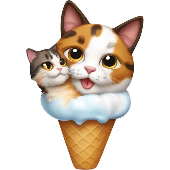 Icecream with calico cat emoji