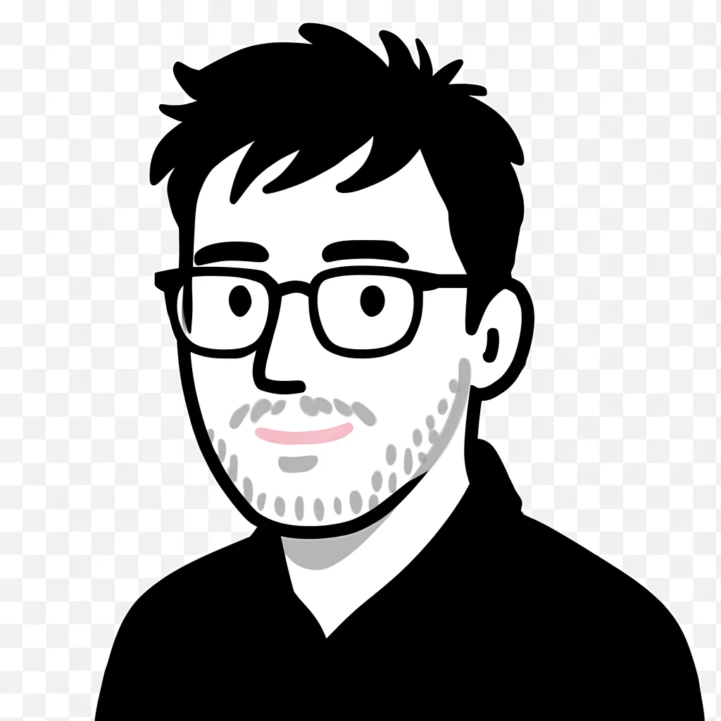 A man with glasses, messy tousled hair, and a short fine beard, with a thoughtful expression and warm eyes emoji