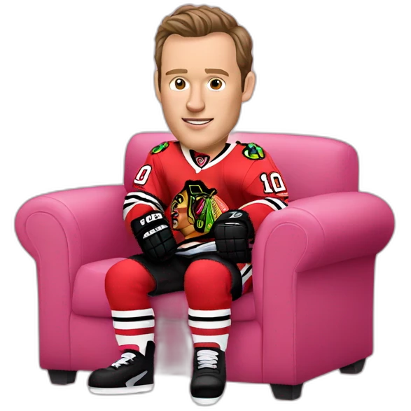 Jonathan Toews sitting on pink chair emoji