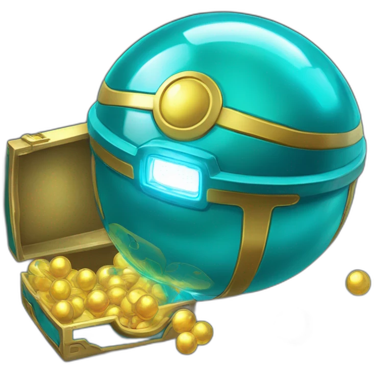 Pokemon Game LootCase Color Cyan Rich Treasure Legendary Epic Pokeballs Pokemons and Pokemon Items Inside this have Shiny Glow emoji