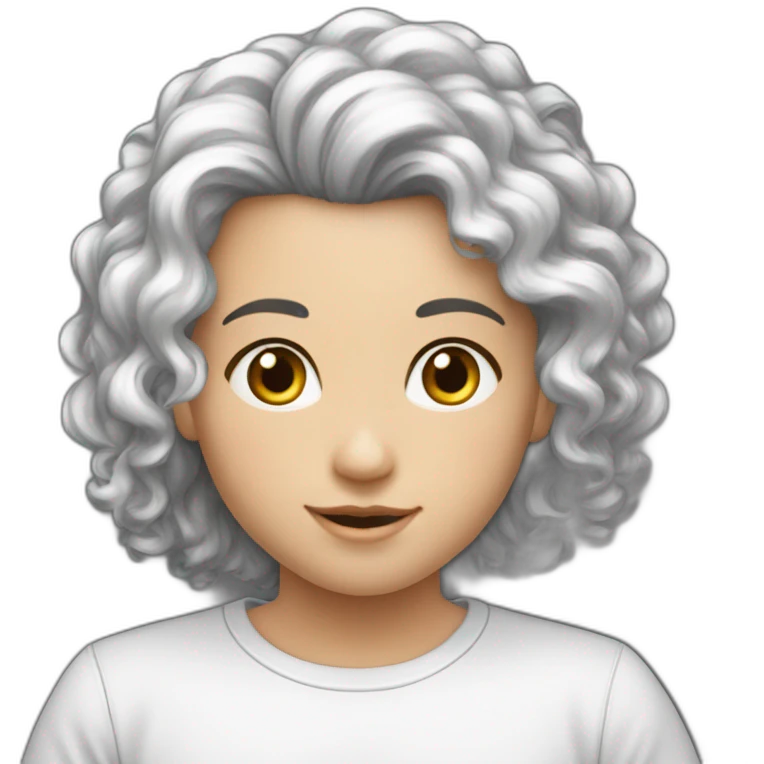 Garçon blanc cheveux noir avec fille noir cheveux long boucle emoji