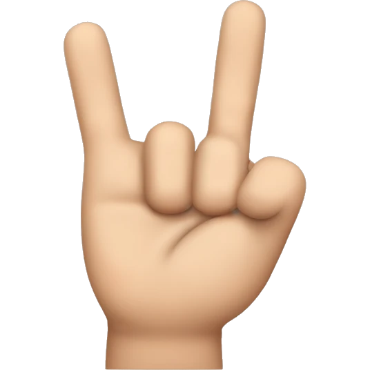 Mano índice y pulgar derechos, meñique anular y medio doblados emoji