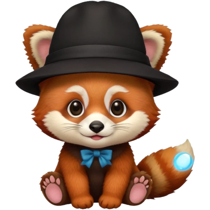 baby Red panda wearing black hat emoji