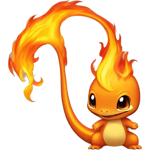Charmander with a flame on its tail-tip emoji