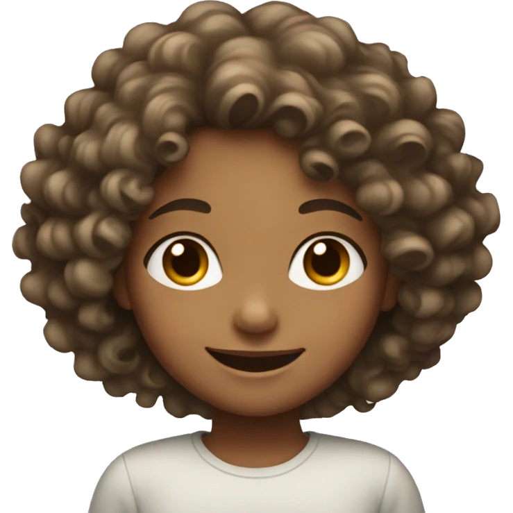 Smiling girl with a soft curly hair  emoji