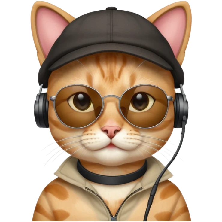 Cat sunglasses earphones cap  emoji