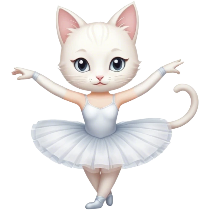 Ballerina white cat emoji