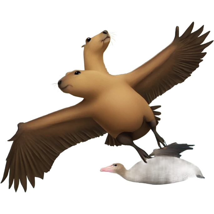 Capybara big bum flying on top of a pelican  emoji