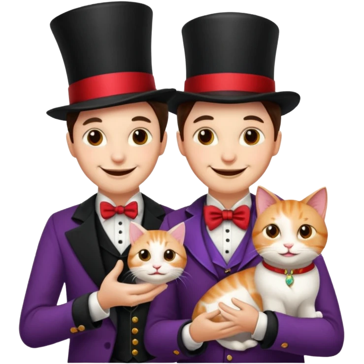 magician couple and their pet cat emoji