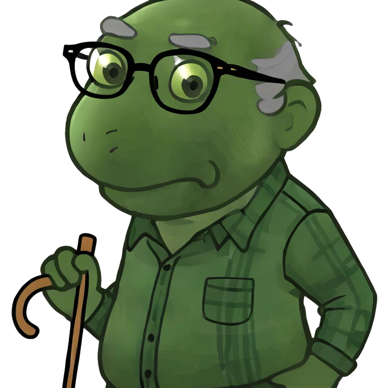 grandpa holding his back with a cane  emoji