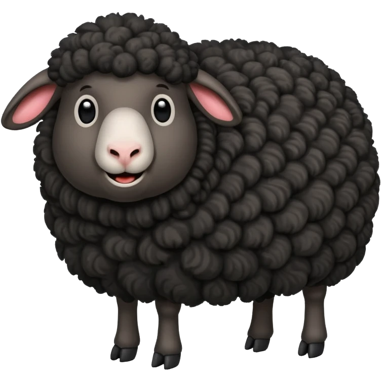 Oveja negra con el cuerpo entero de lado y cara graciosa  emoji