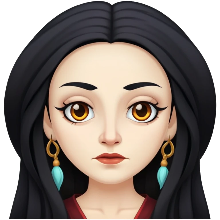 Bruja blanca con cabello largo negro y piel blanca  emoji
