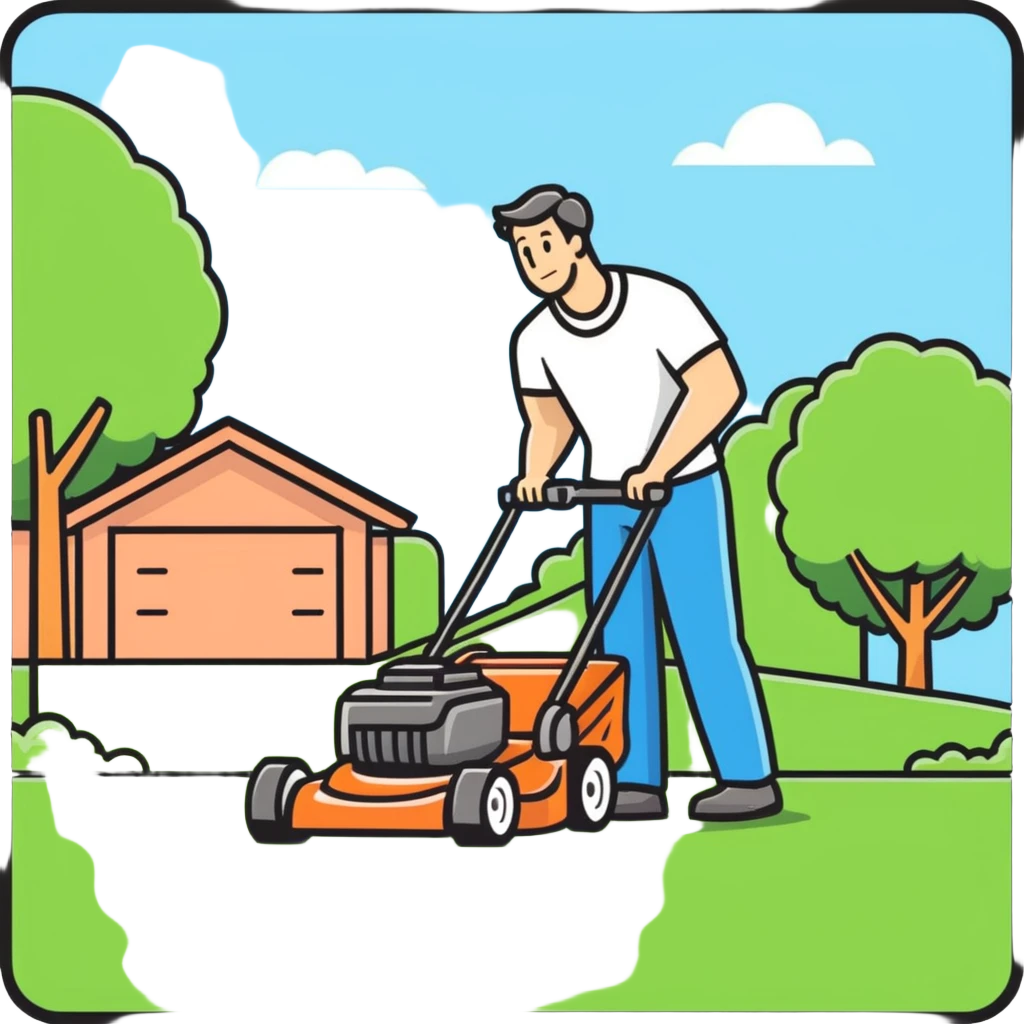 Dad mowing the lawn  emoji