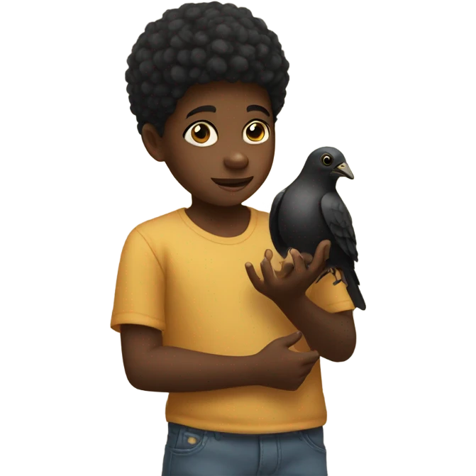 Black kid with a bird emoji