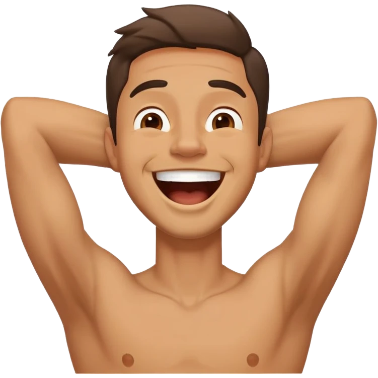 A guy with his arms around his throat laughing  emoji