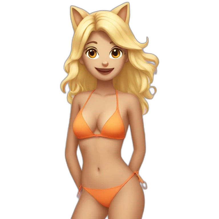 hot catgirl blonde swim suit emoji