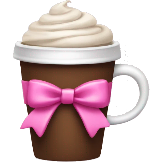 Coffee cup with pink bow emoji