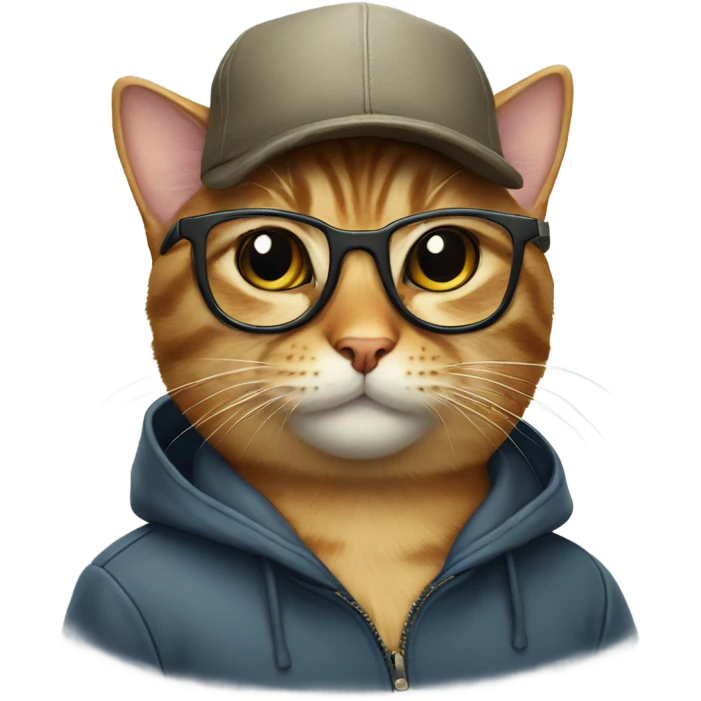 cat with a glasses and cap emoji
