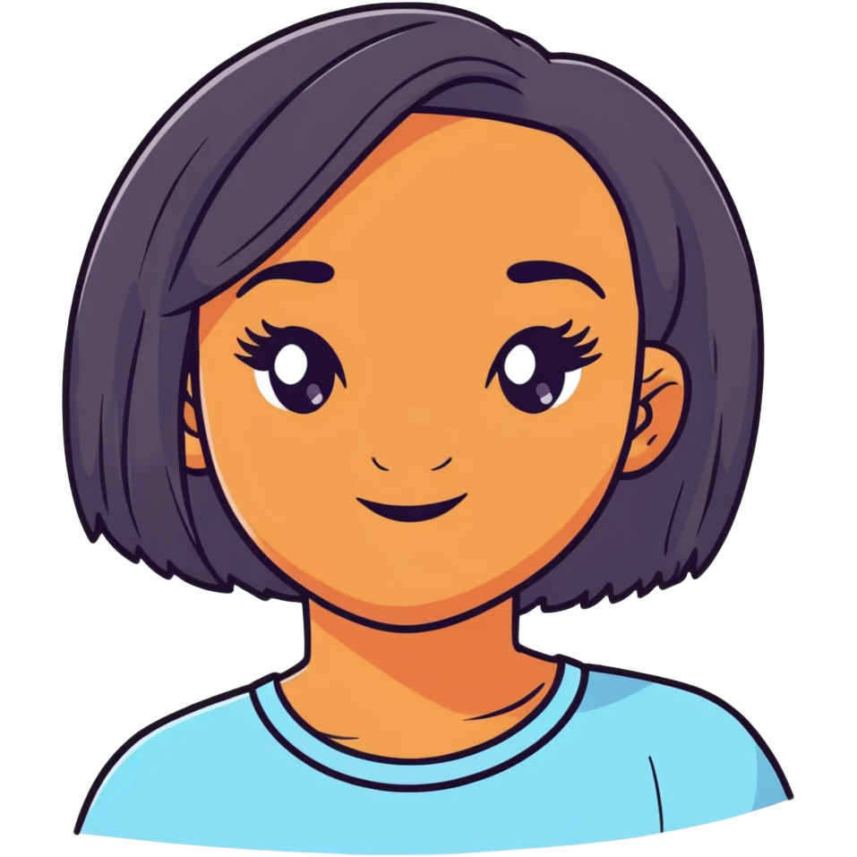 Black girl with fair skin, round face, and straight hair emoji