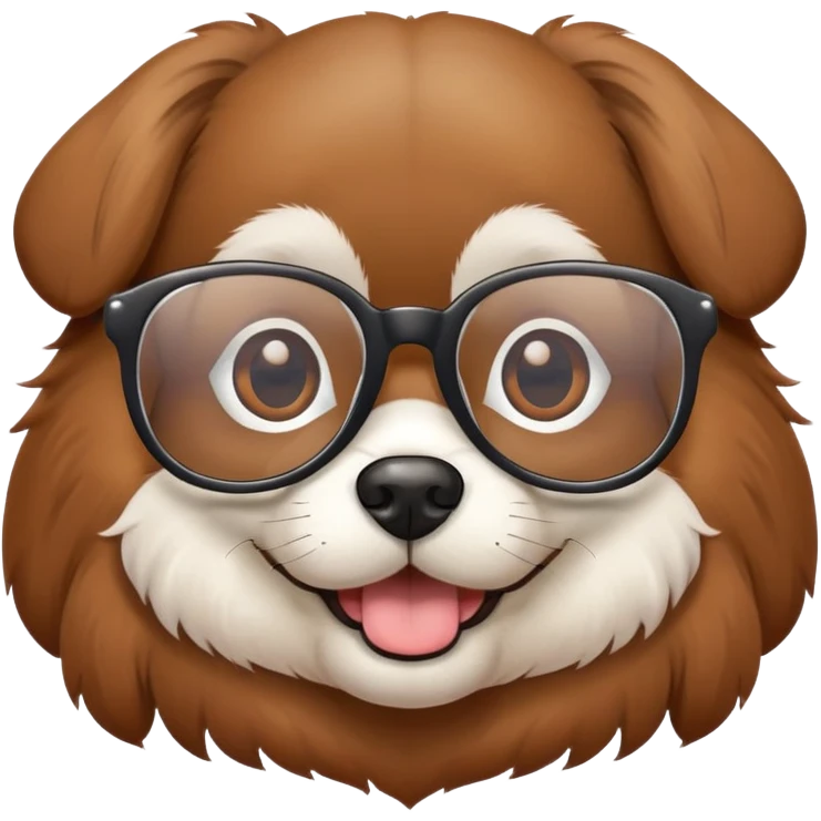 dog wearing glasses with a sweet smile emoji