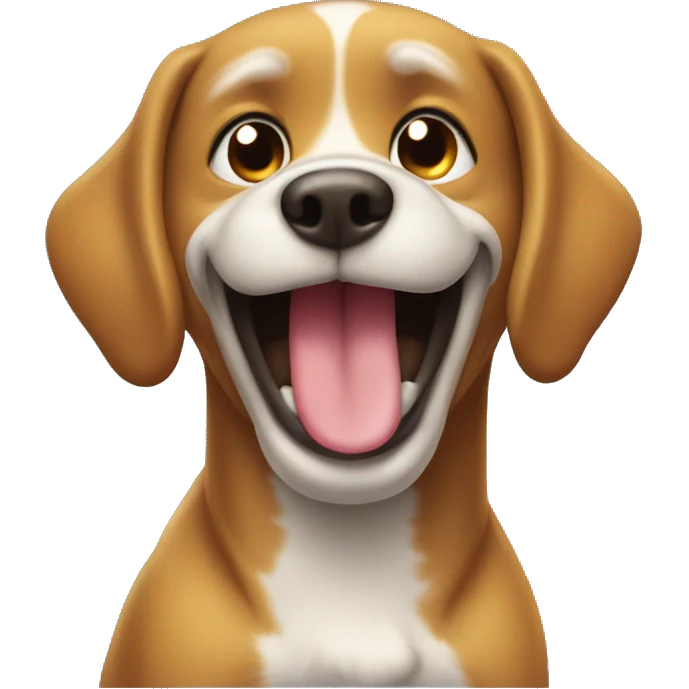 Dog pooing while smirking emoji