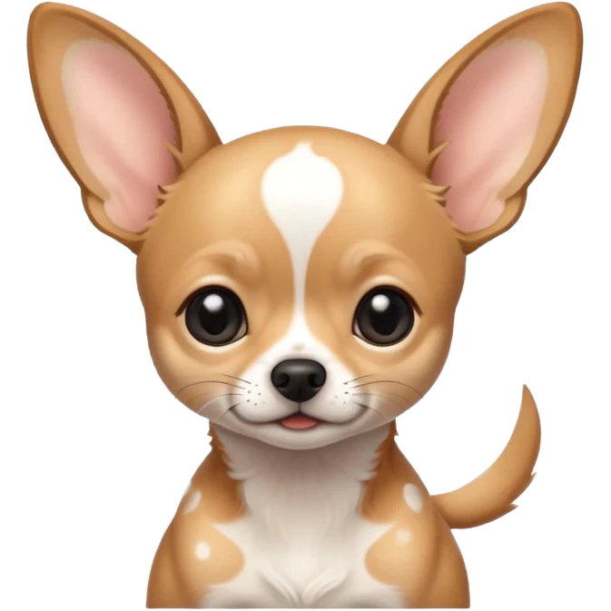 Chihuahua de pelo blanco con negro como una vaca. Con Grandes orejas super delgado emoji