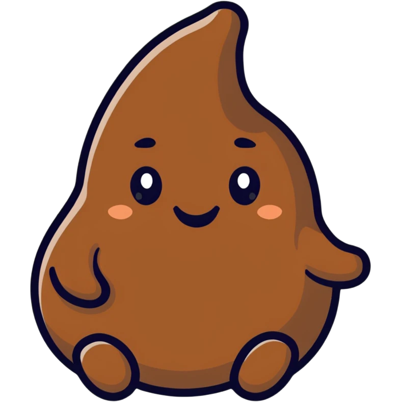happy poop cartoon sticker, smiling emoji