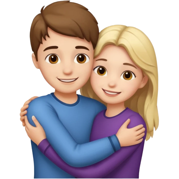 Un garçon et une fille en position calin emoji