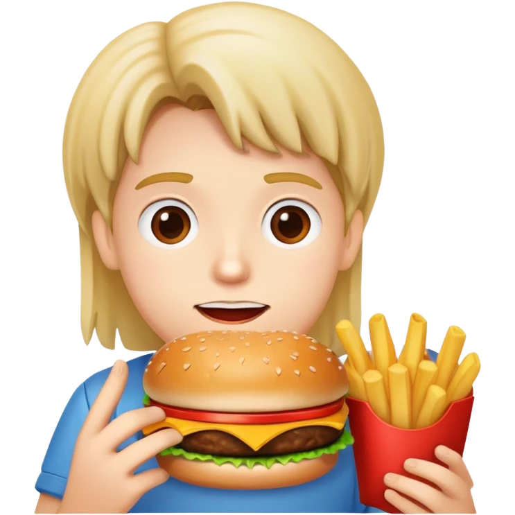 Caseoh eating a hamburger with fries emoji