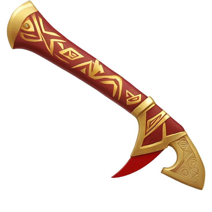 Red and gold tomahawk emoji