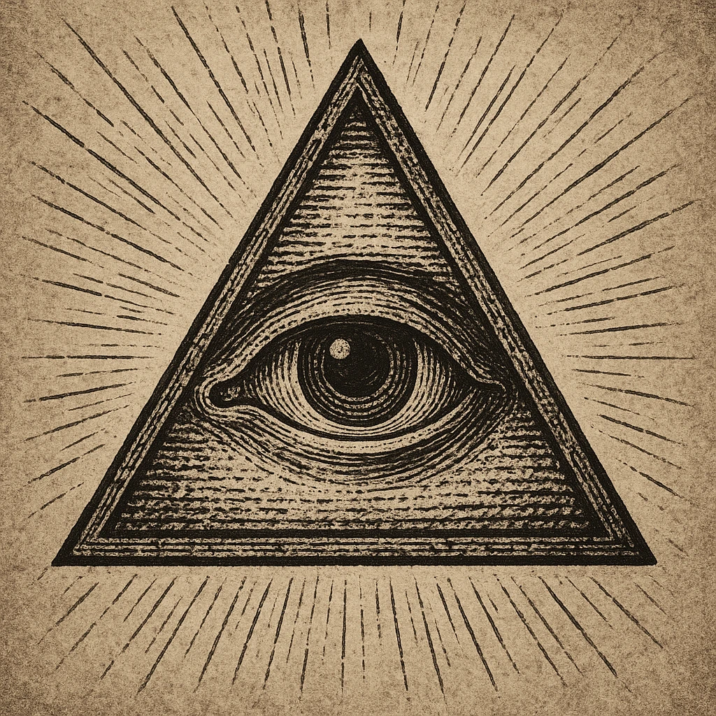 the Illuminati symbol, an eye inside a triangle, mysterious and iconic emoji