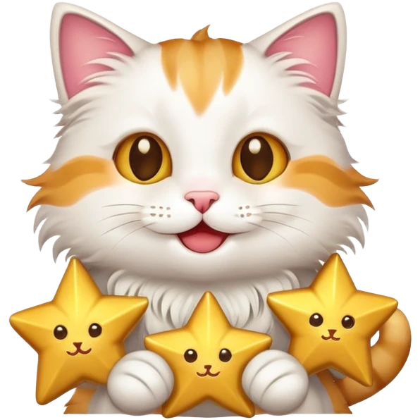 Happy Cat holding 5 stars  emoji