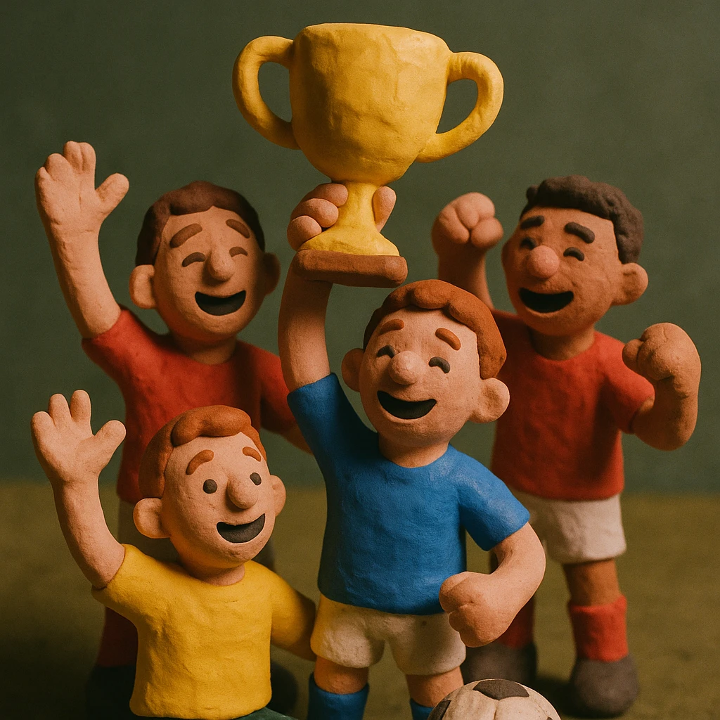 team celebrating with trophy emoji