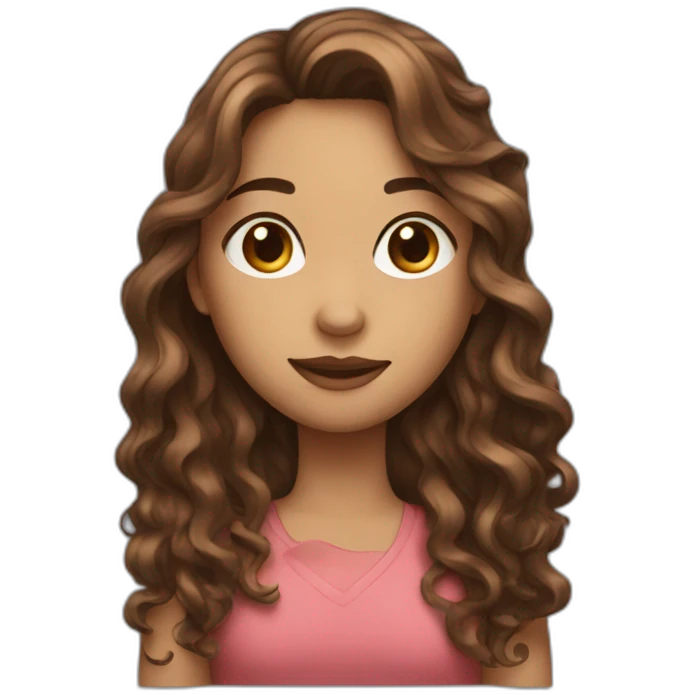 Long brown wavy haired girl emoji