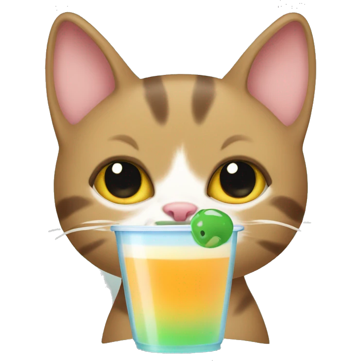 cat drinking boba emoji