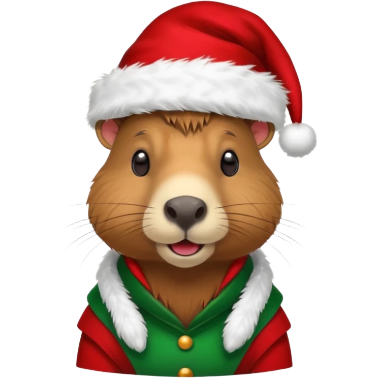 a capybara with a christmas hat emoji