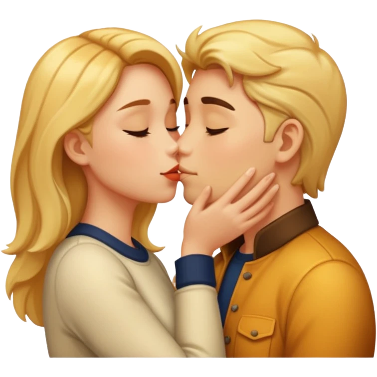 Couple kissing golden hour emoji