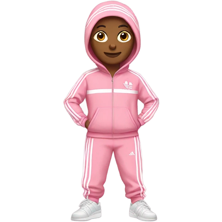 pink adidas sweat suit with white stripes emoji