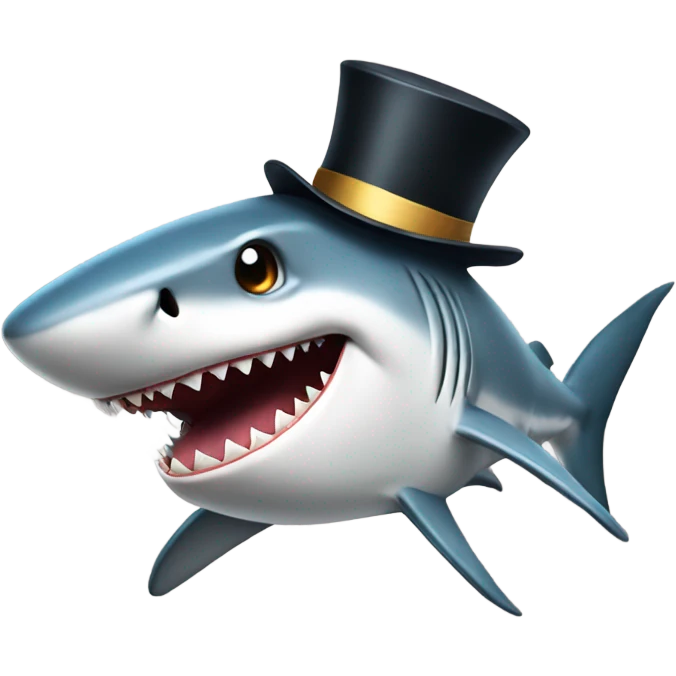 Shark with a top hat emoji