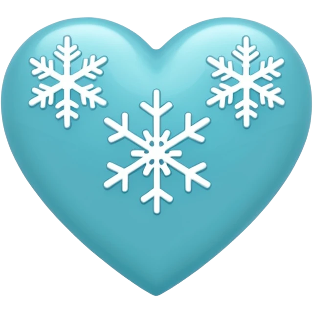 Cyan heart with white snowflake markings emoji