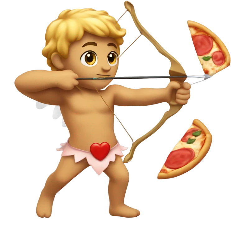 Cupid, who shoots pizza arrows with his bow emoji
