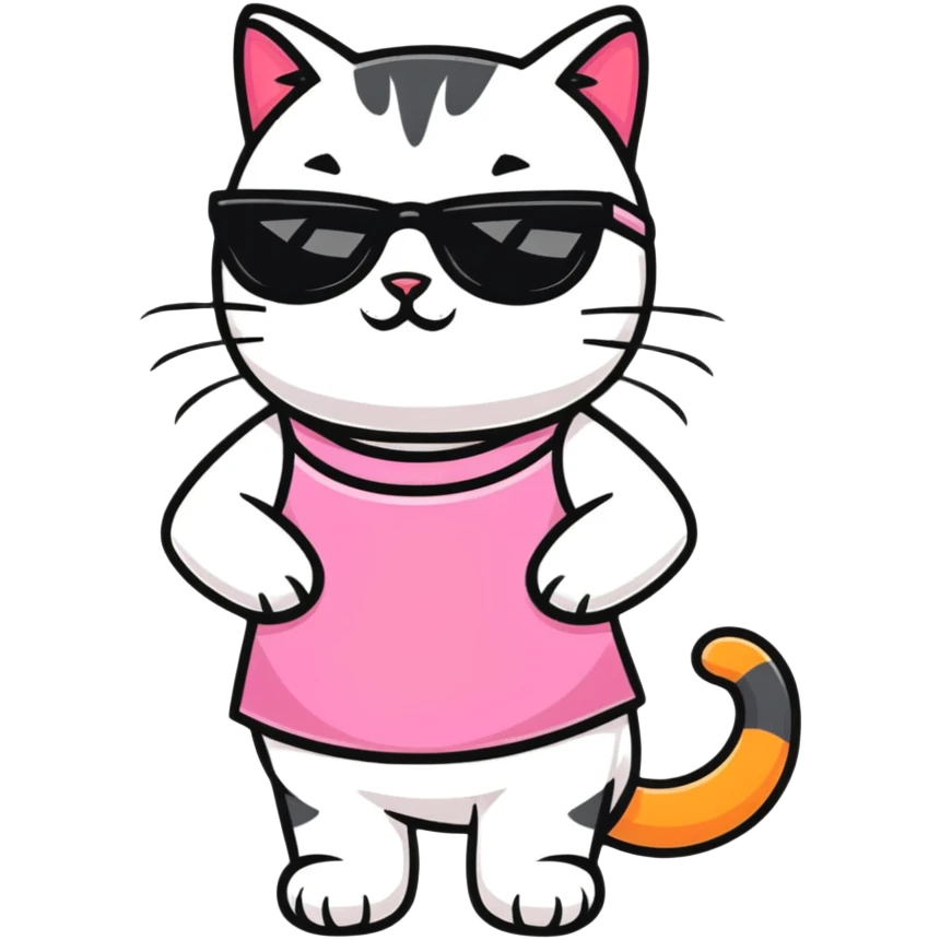 Cat with sunglasses pink dress ￼ emoji