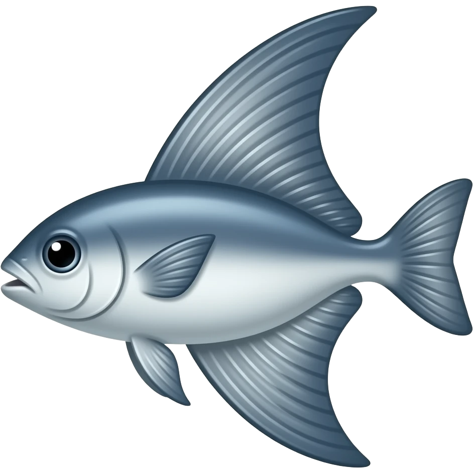 create a flying fish with long fins flyign and wings emoji