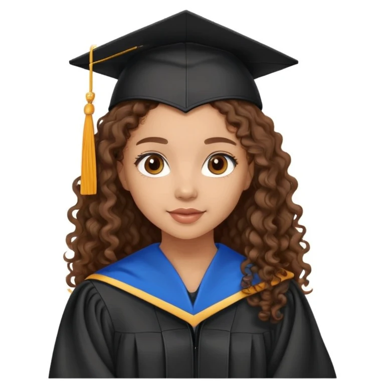 lightskin girl graduating long brown curly hair and brown eyes emoji