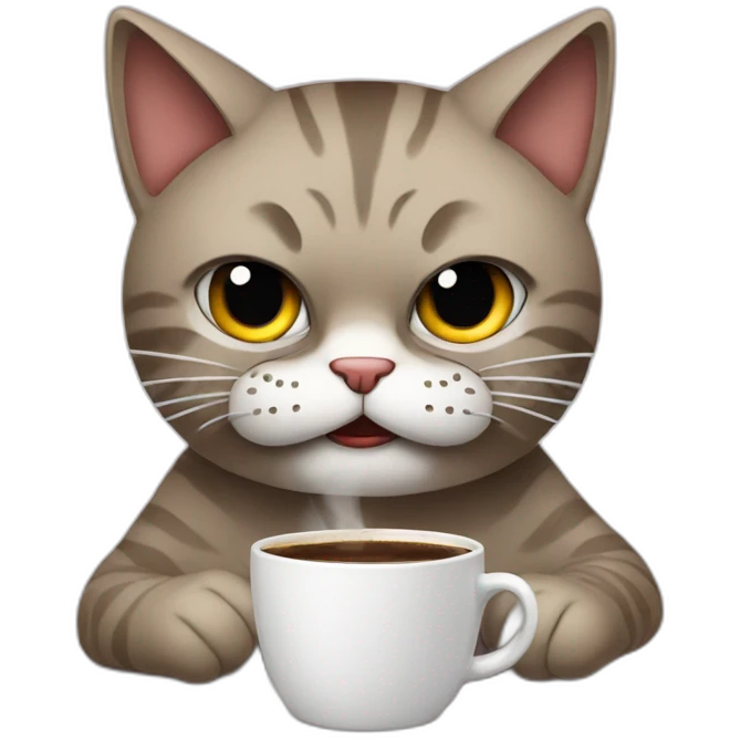 angry cat drinking coffee emoji
