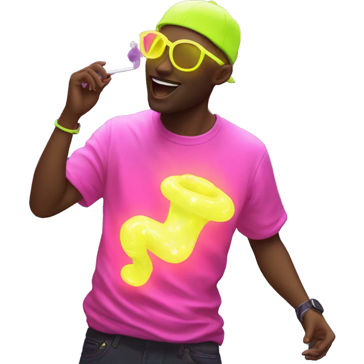 Rave party dancing neon smoking emoji