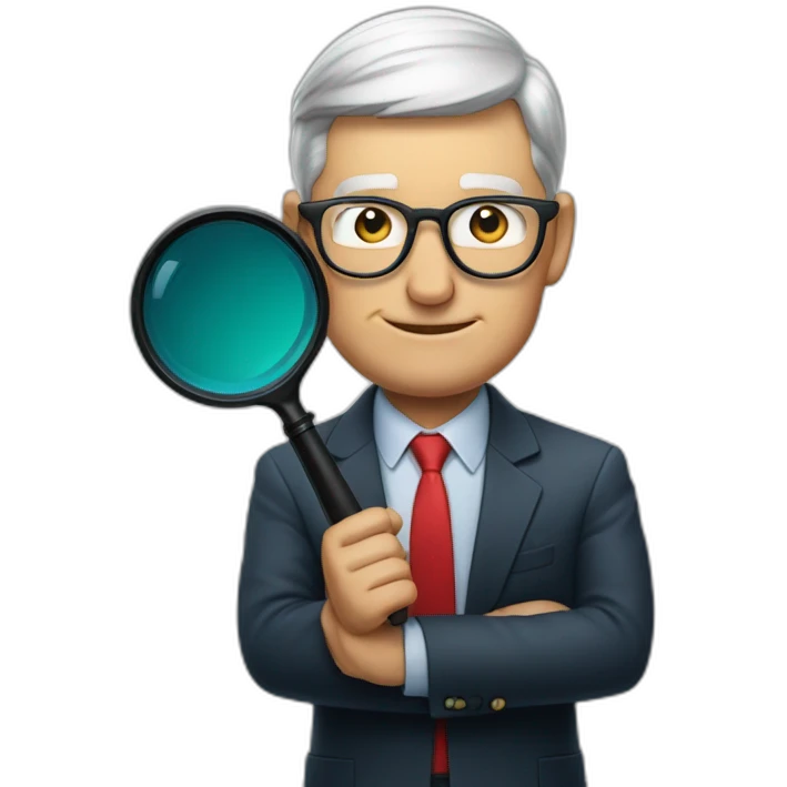 Tim Cook with magnifying glass emoji
