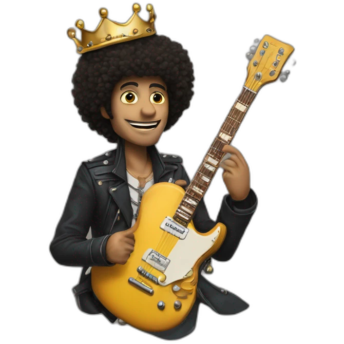 Soolking brook ;bones ;affro cut ;guitar;crown emoji